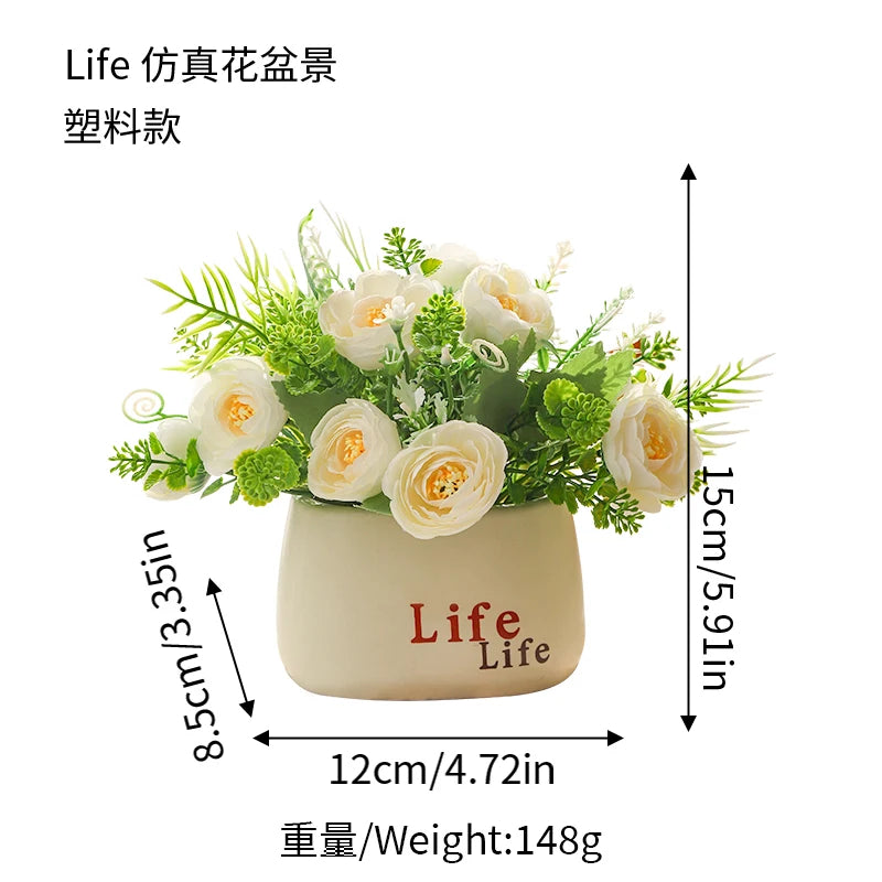 15cm Artificial Flowers Potted Plant β Fake Plastic Flower for Home & Wedding Decor