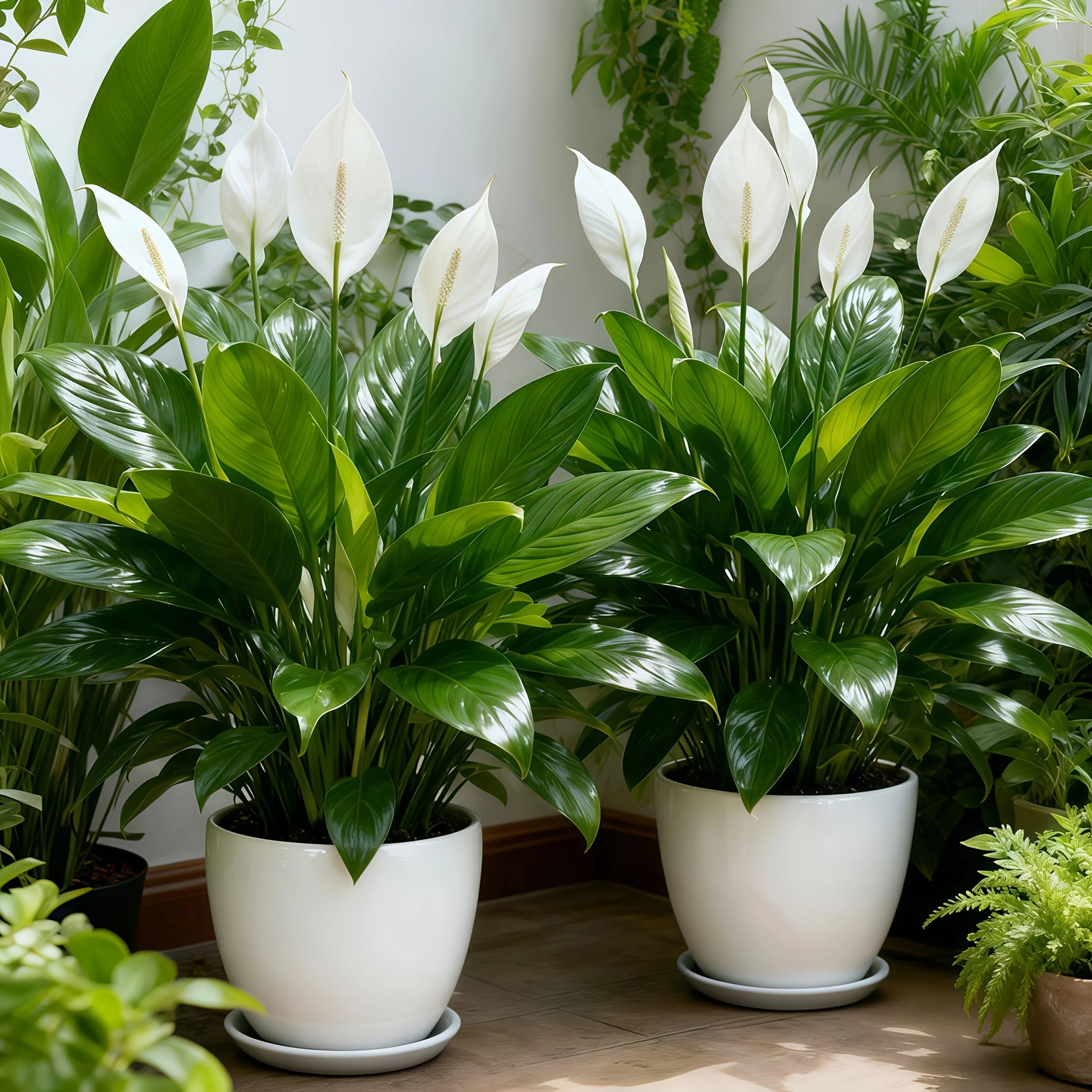 2PCS White Peace Lily Artificial Plants – Large Faux Flowers for Home & Hotel Decor