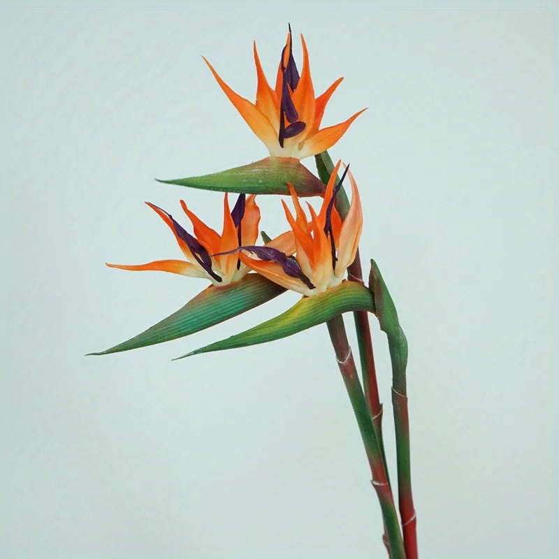 3PCS Artificial Bird of Paradise Flowers – 24.5'' Long Stem Strelitzia Decor