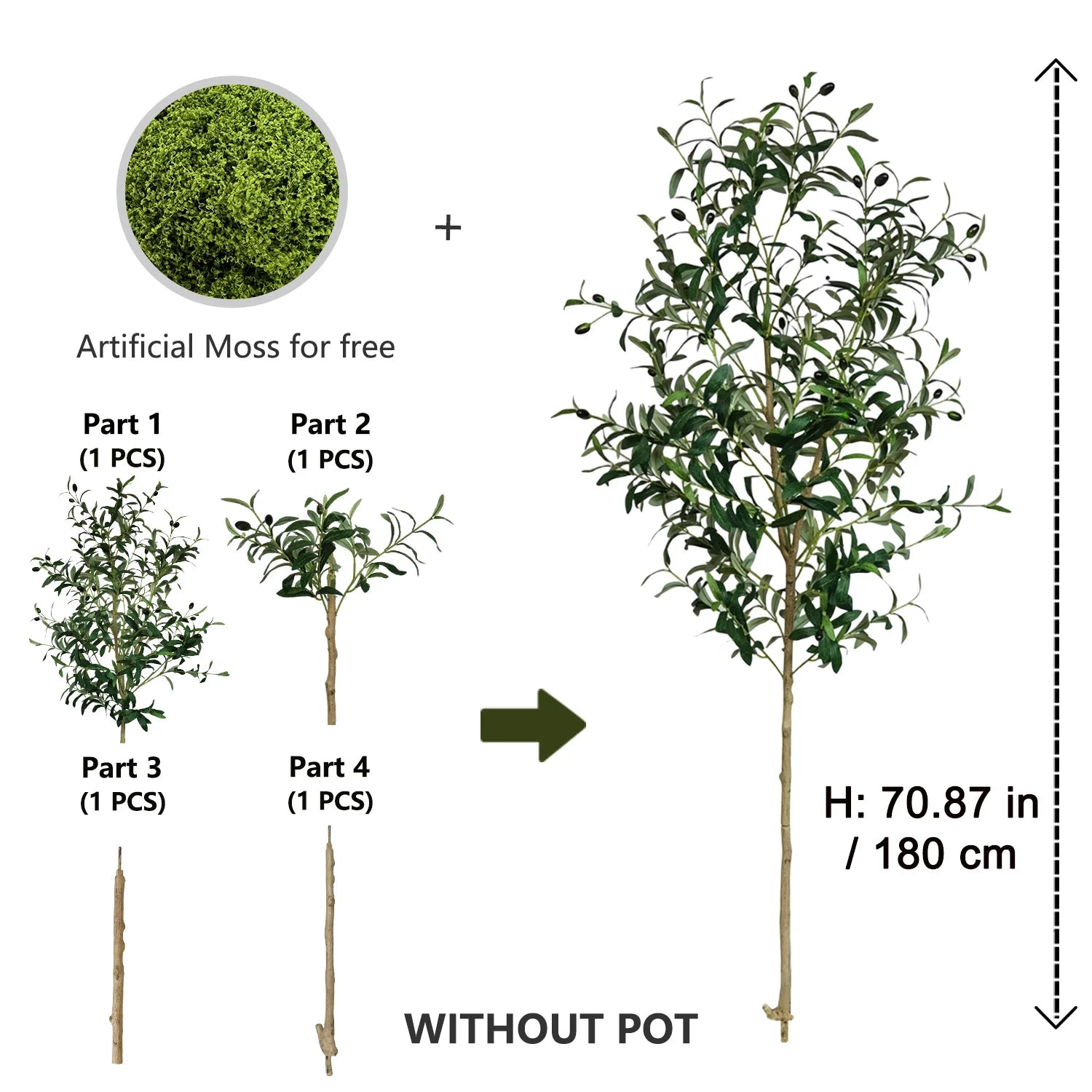 Lifelike Artificial Olive Tree – Premium Faux Indoor Plant for Home & Office Decor