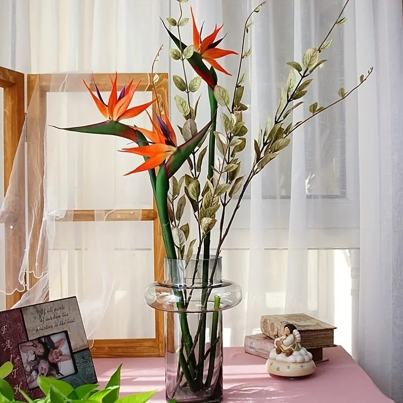 3PCS Artificial Bird of Paradise Flowers – 24.5'' Long Stem Strelitzia Decor