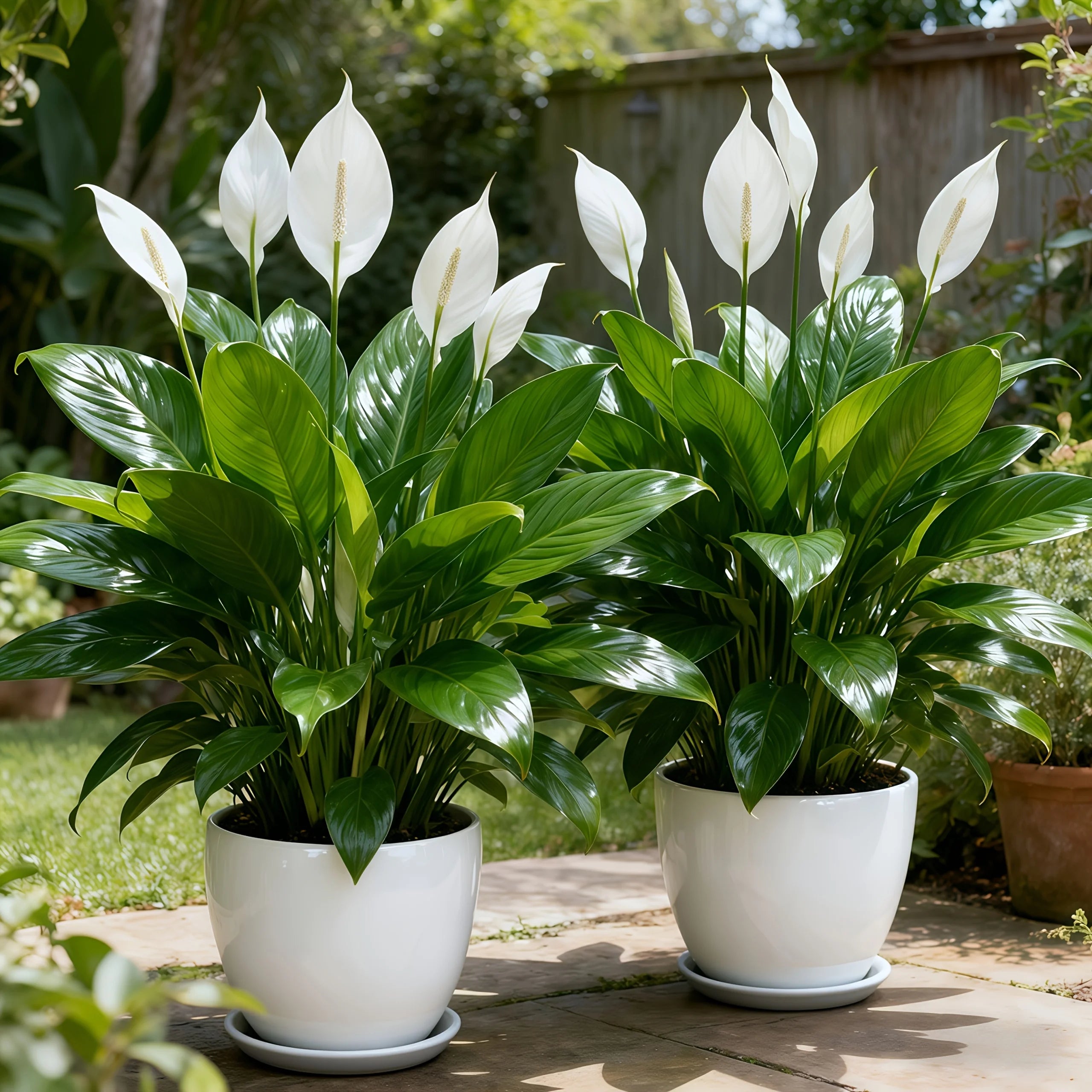2PCS White Peace Lily Artificial Plants – Large Faux Flowers for Home & Hotel Decor