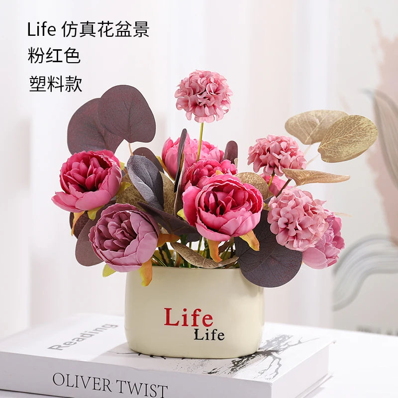 15cm Artificial Flowers Potted Plant β Fake Plastic Flower for Home & Wedding Decor