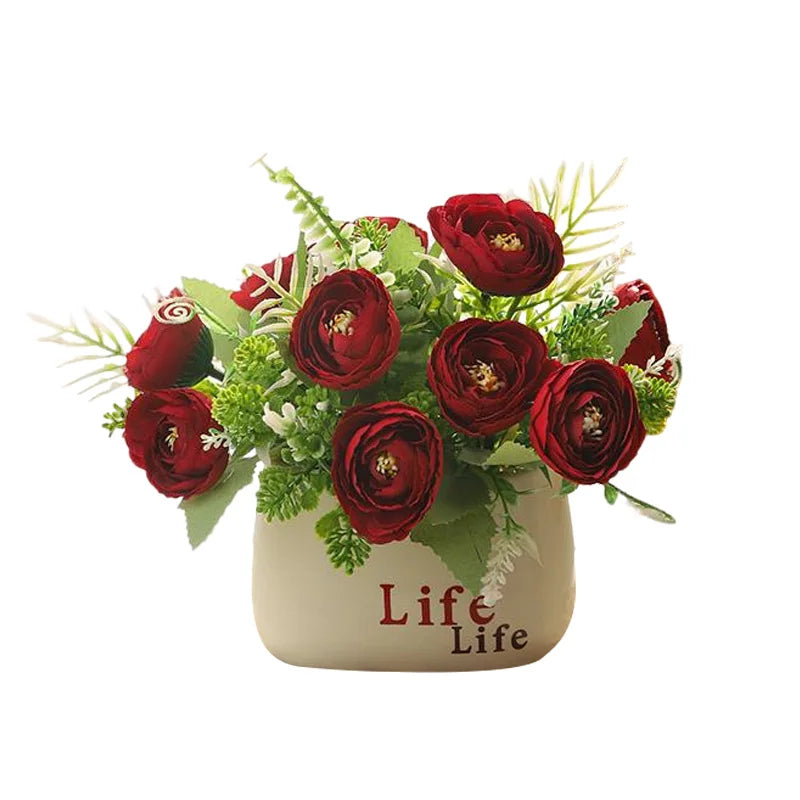 15cm Artificial Flowers Potted Plant β Fake Plastic Flower for Home & Wedding Decor