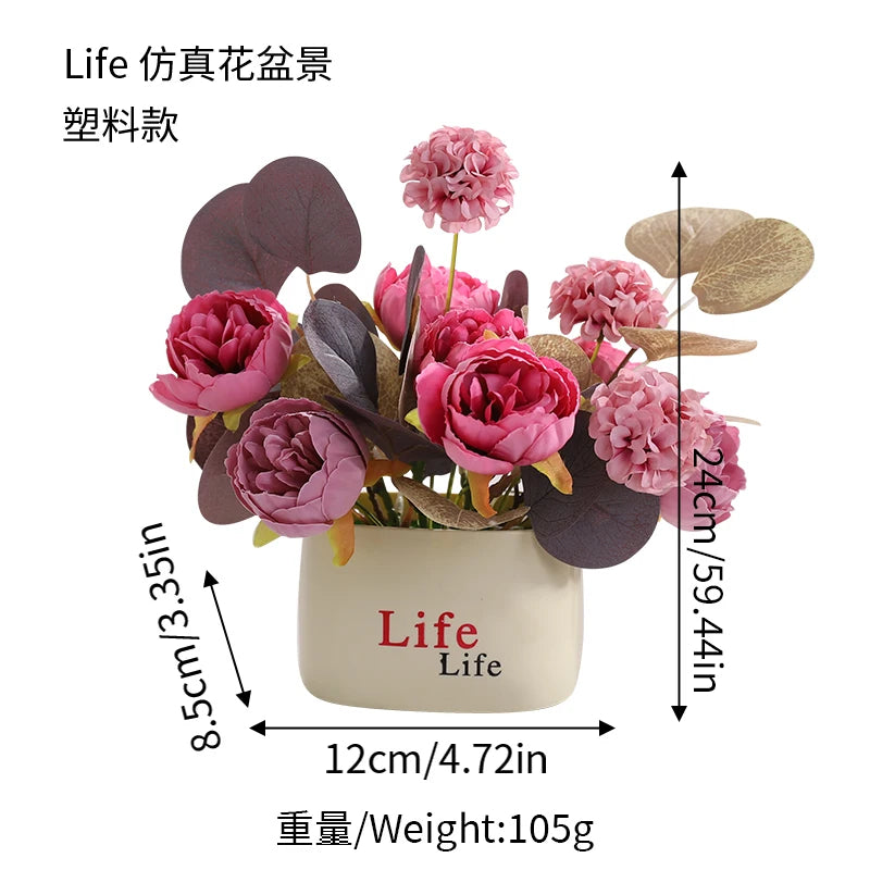 15cm Artificial Flowers Potted Plant β Fake Plastic Flower for Home & Wedding Decor