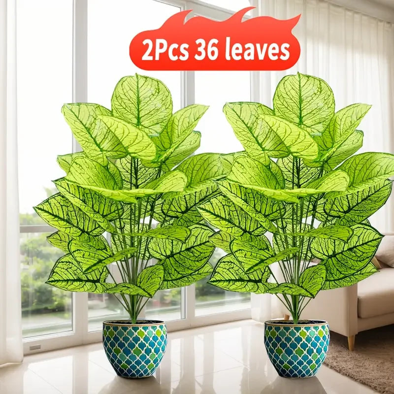 2Pcs Artificial Plants Set 30 Inch – UV Resistant Faux Leaves for Home & Garden Decor