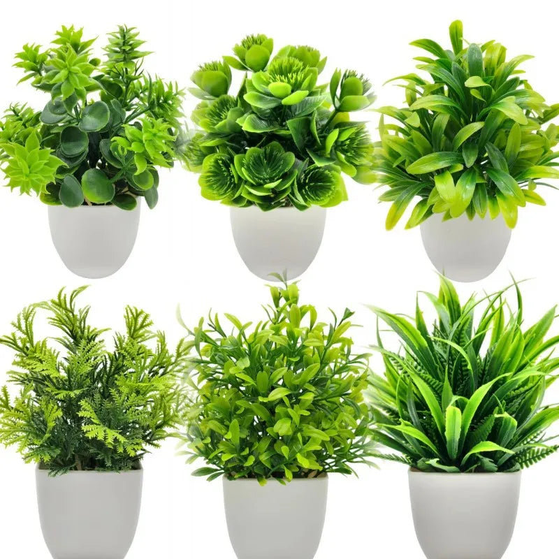 Artificial Plant with Plastic Pot – Faux Greenery for Home & Office Desk Decor