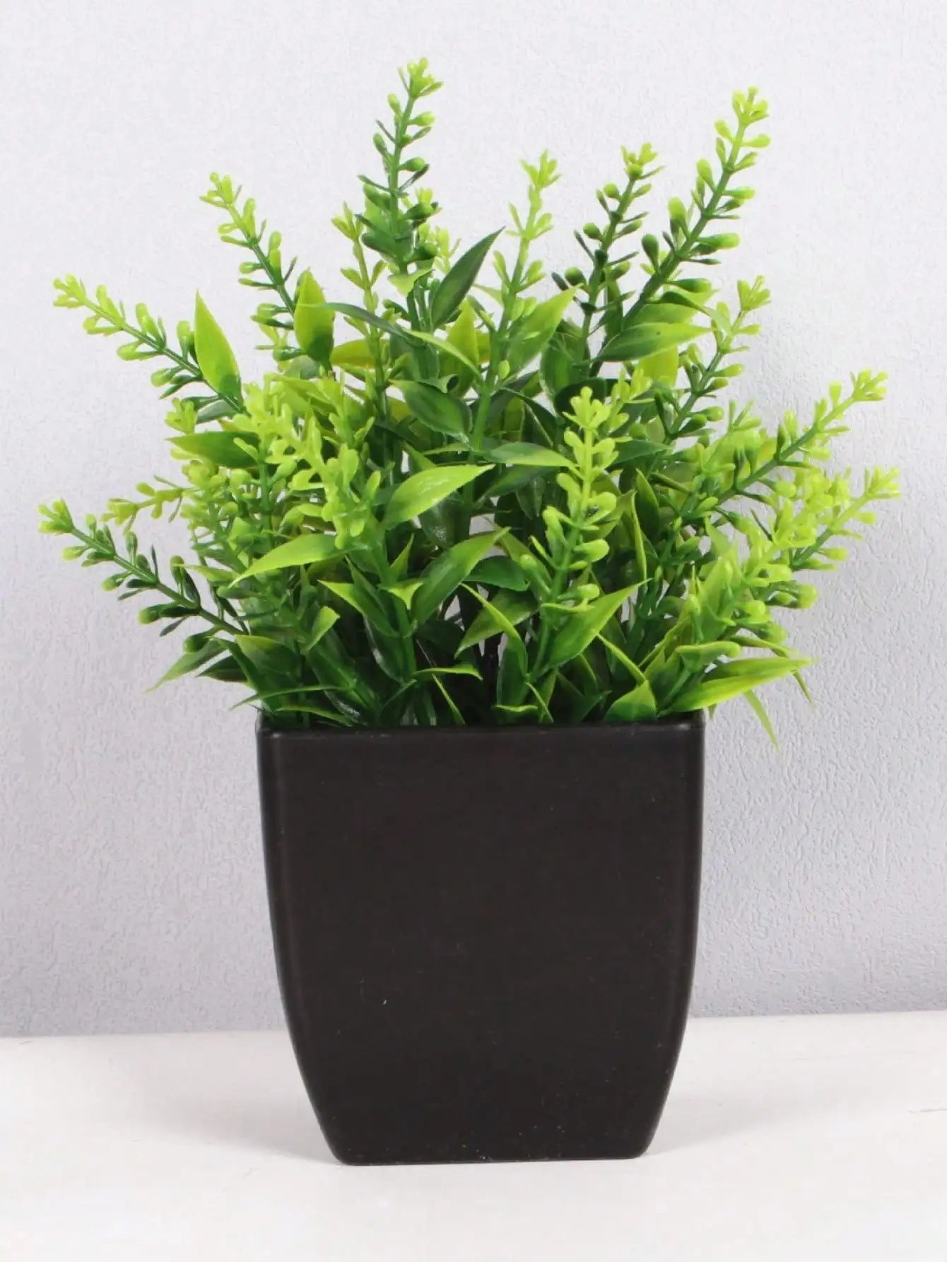 Mini Artificial Eucalyptus Plant with Black Pot – Fake Greenery for Home & Office Decor