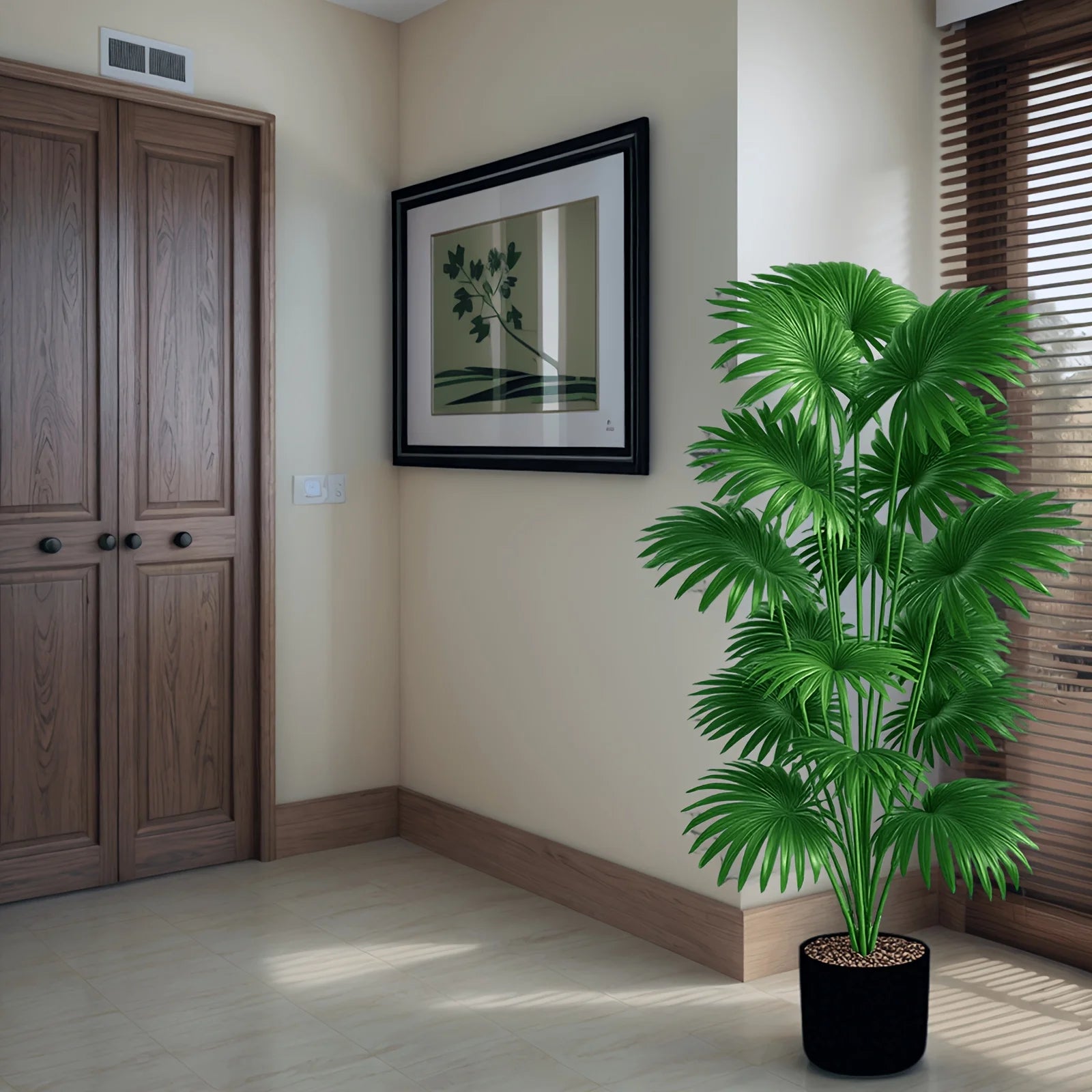 43.3 Inch Artificial Palm Tree – Large Fake Tropical Plant for Indoor & Outdoor Decor