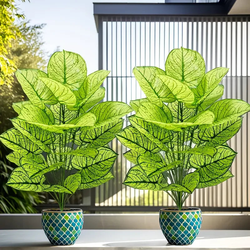 2Pcs Artificial Plants Set 30 Inch – UV Resistant Faux Leaves for Home & Garden Decor
